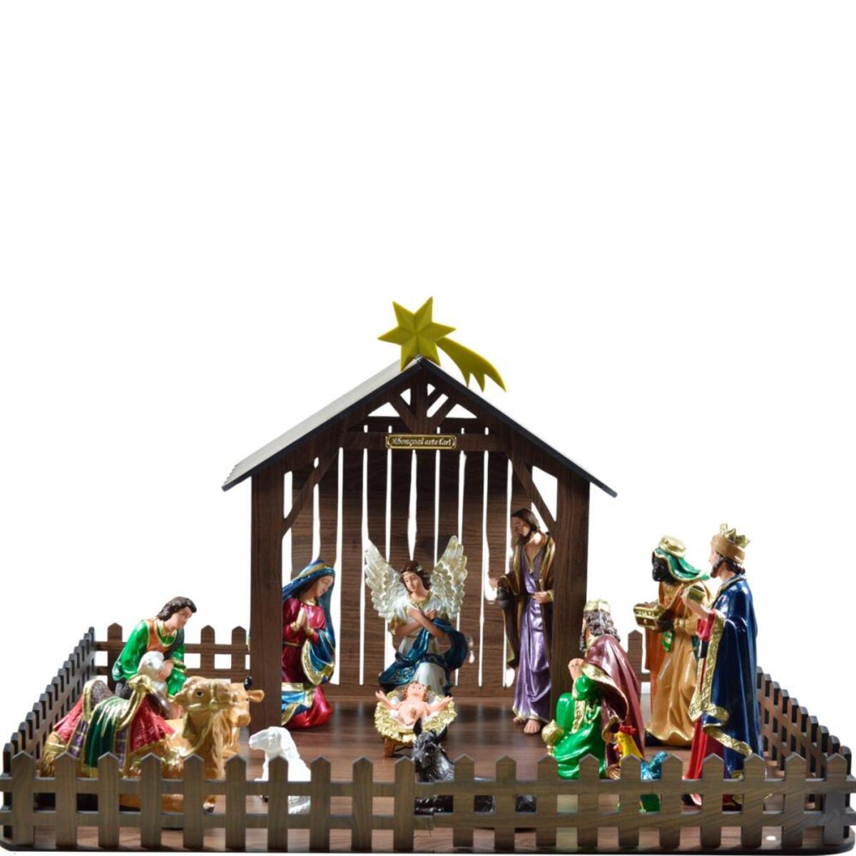 Estábulo para Presépio Natalino em MDF Madeirado 50x65cm